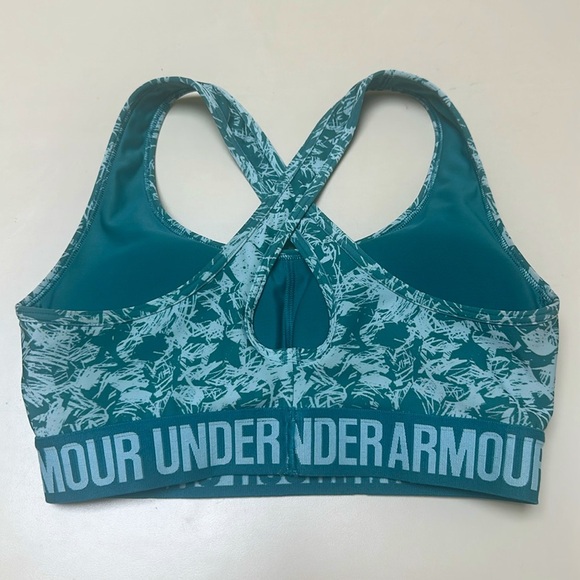 ❤️ UNDER ARMOUR Crossback Seaglass Blue Tie Dye Mid Impact Sports Bra small - Picture 5 of 6